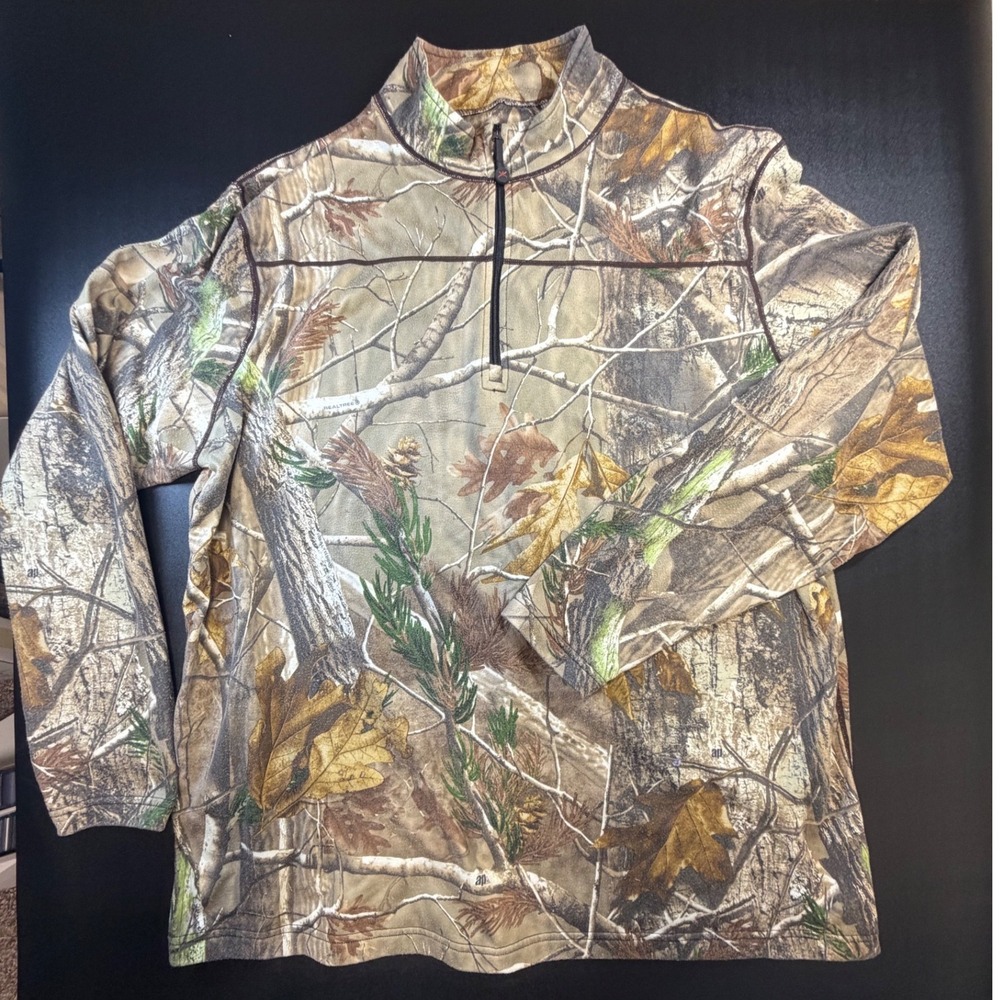 Terramar Mens 2XL Realtree AP Camo Fleece Quarter Zip Pullover Hunting Shirt L2